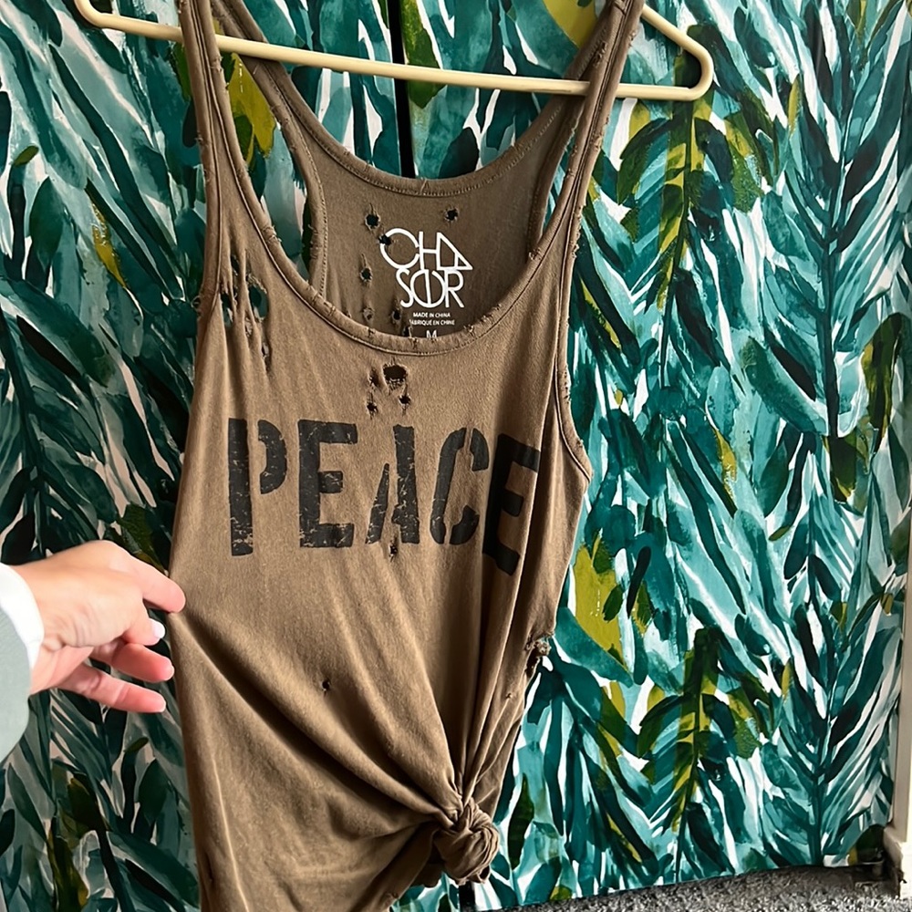 Fun rustic style tank top worn alone or with a bra-let.